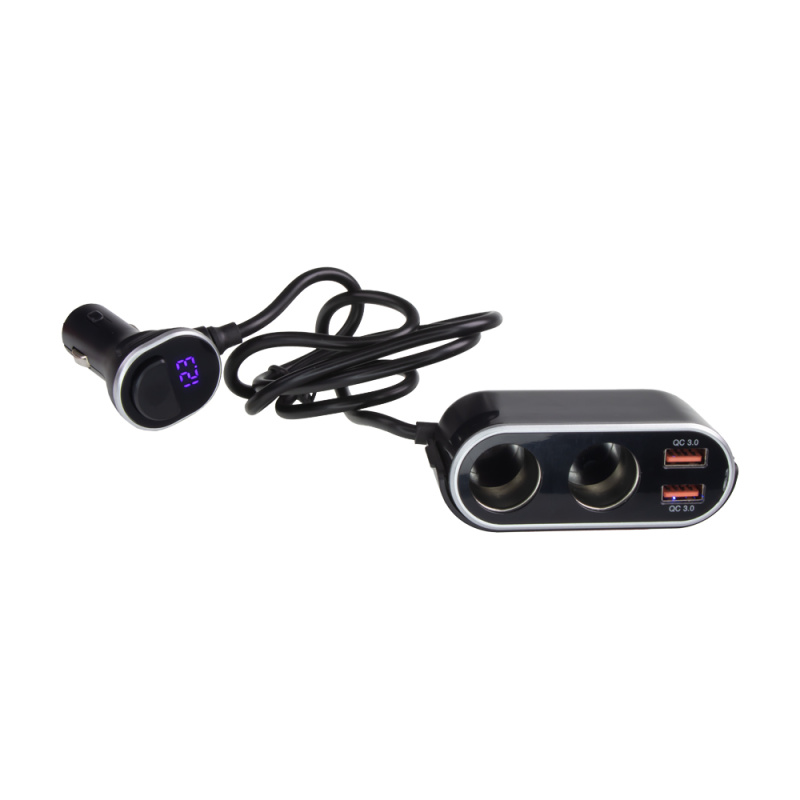Dvojitá CL zásuvka s 2x USB nabíječkou a CL zástrčkou s voltmetrem (34522)