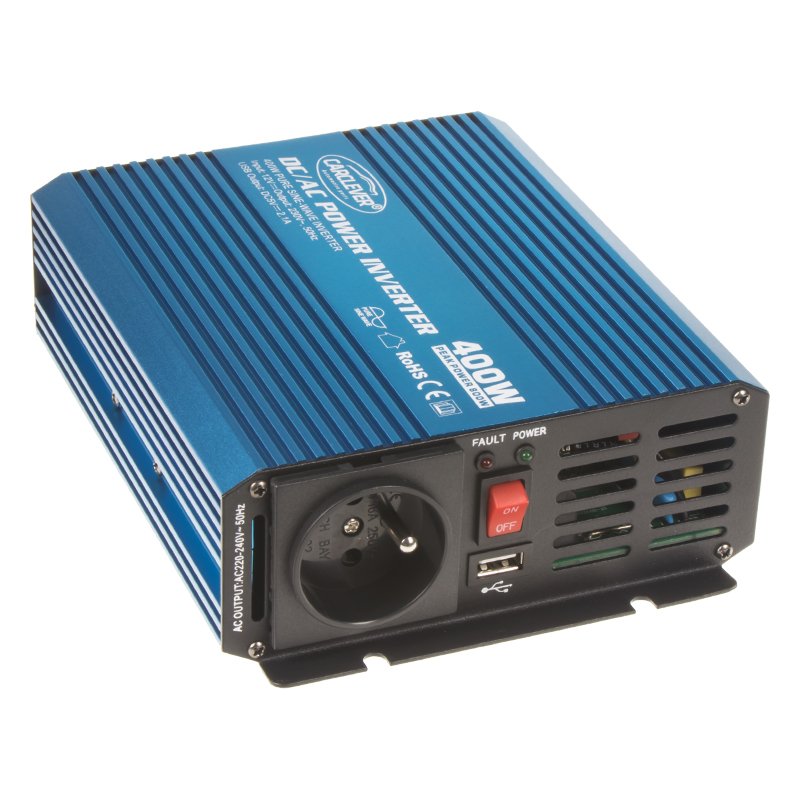CARCLEVER Sinusový měnič napětí z 12/230 V + USB, 400 W (35psw412)