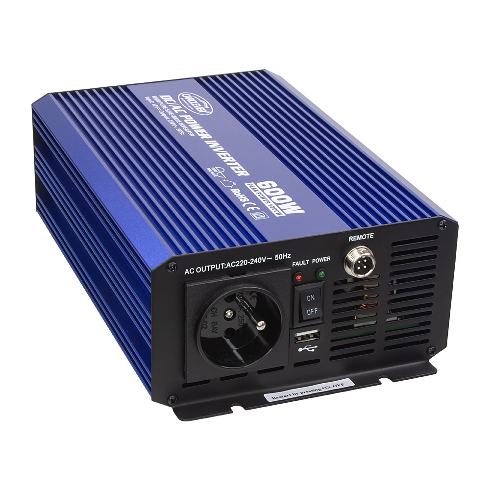 CARCLEVER Sinusový měnič napětí z 12/230 V, 600 W (35psw612)