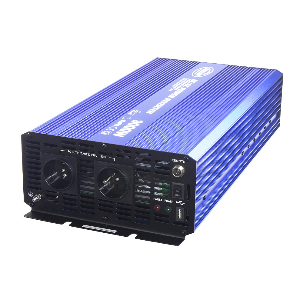 CARCLEVER Sinusový měnič napětí z 12/230V + USB, 3000W (35psw3012)