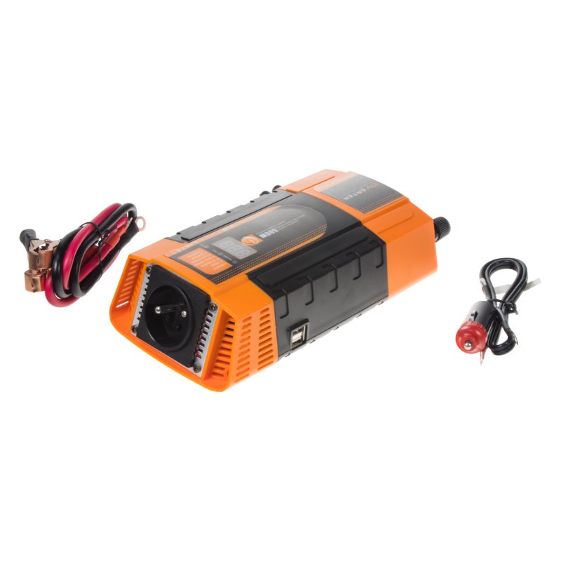 CARCLEVER Měnič napětí z 12/220V + USB 600W/displej (35612D)
