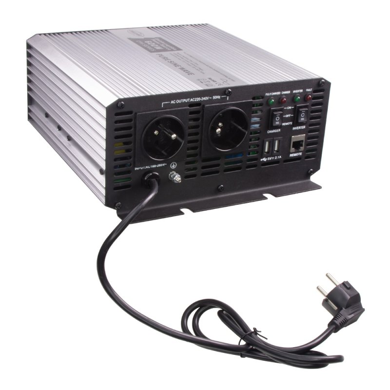 CARCLEVER Sinusový měnič napětí UPS 600W 12/230V + nabíječka 12V/10A (35pswCH612)