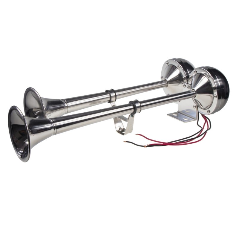 Dual-fanfára 465/410mm, nerezová, 12V, elektromagnetická (sn-404)
