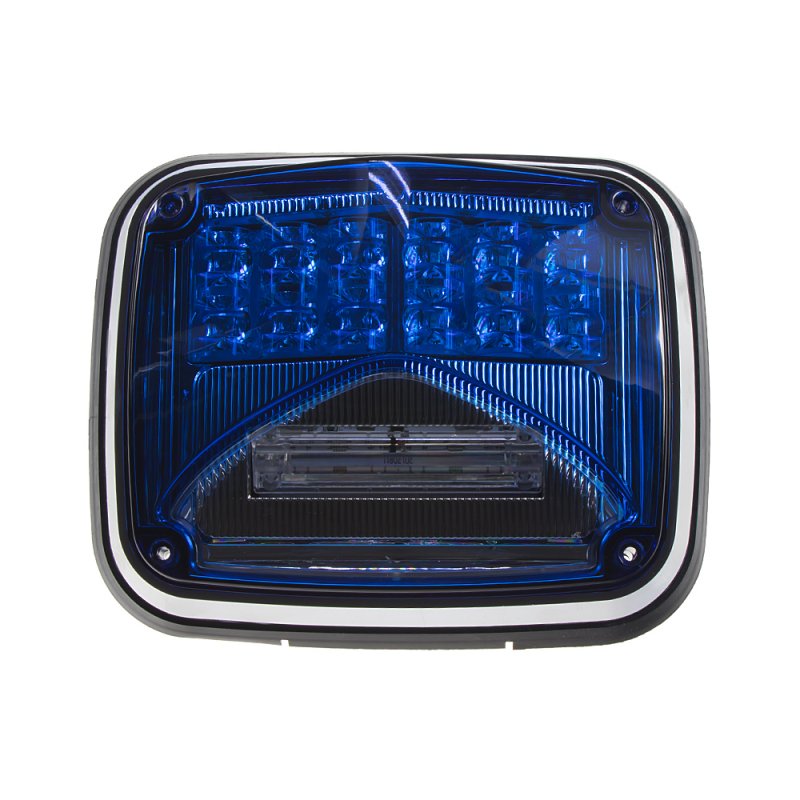 Vstran LED svtlo obdlnkov s psvitem, 12-24V, modr, ECE R65 (kf026blu)