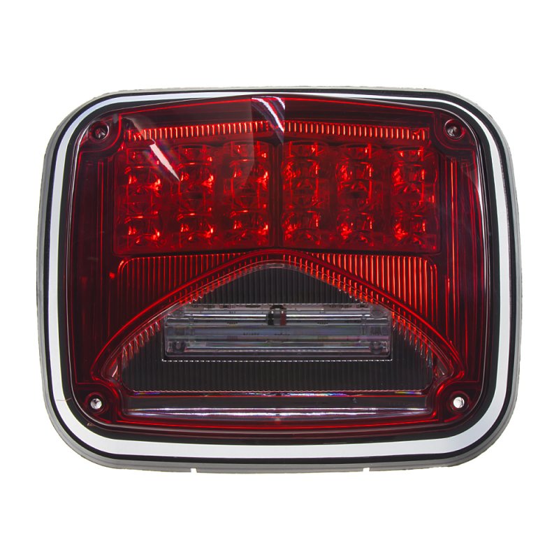 Výstražné LED světlo obdélníkové s přísvitem, 12-24V, červené, ECE R65 (kf026red)
