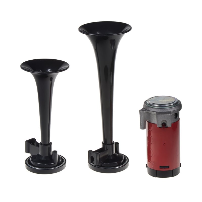 2-tónová fanfára 220mm, 12V s kompresorem černá ECE R28 (sn-022/12Vbl)