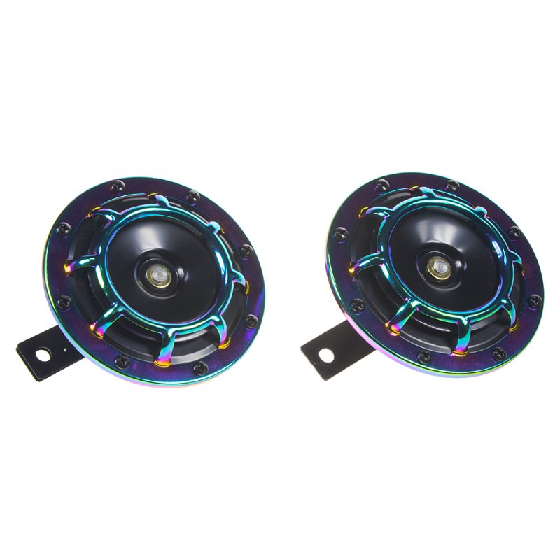 Diskový klakson (vysoký a nízký tón), duhový, 120mm, 12V (sn-239rb/12V)