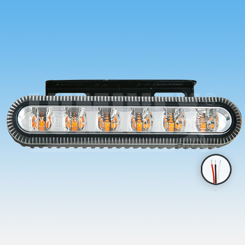 LED predator oranžový, 6x 3W, 9-33V, 142x30x35 mm, ECE R65