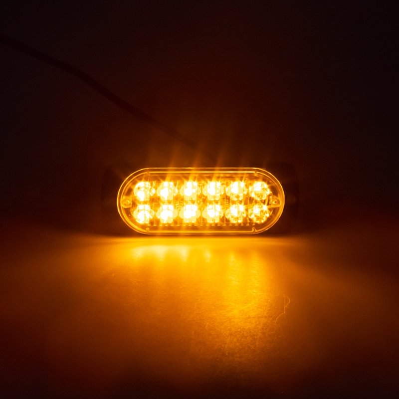 SLIM výstražné LED světlo vnější, oranžové, 12/24V,12 x 1W (kf012K)
