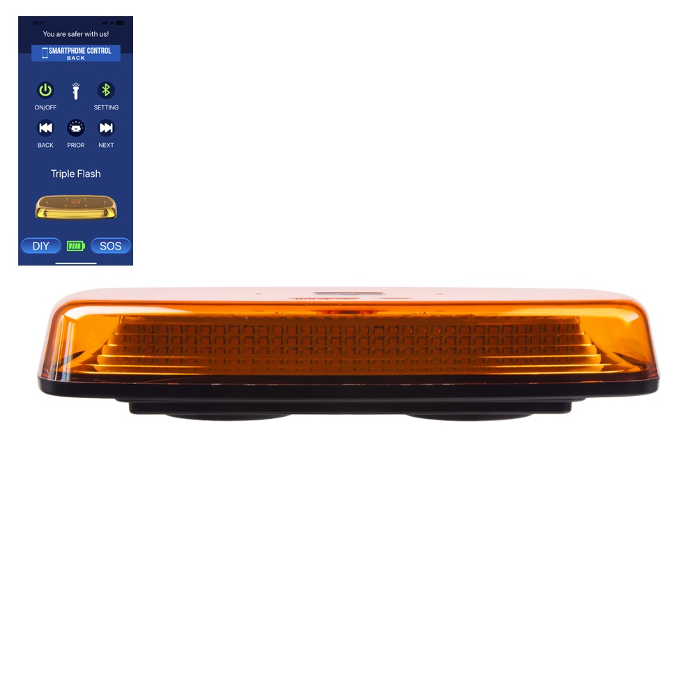 AKU LED rampa oranov, APP, magnet, 12-24V, 304mm, ECE R65 R10 (sre2-bat12APP)