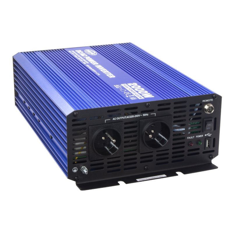CARCLEVER Sinusový měnič napětí z 12/230V + USB, 2000W (35psw2012C)