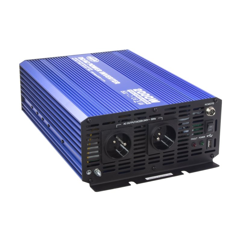 CARCLEVER Sinusový měnič napětí z 24/230V + USB, 2000W (35psw2024C)