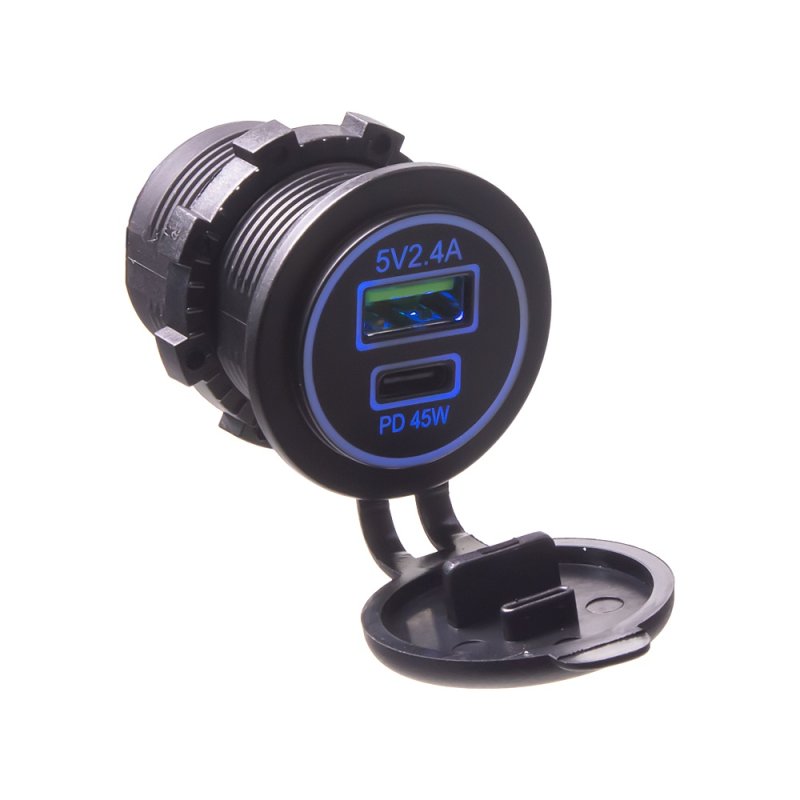 USB 2,4A + USB-C 45W zásuvka 12/24V (34657)