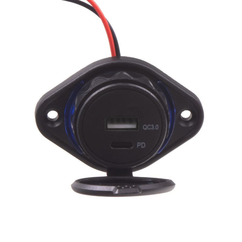 USB QC3.0 + USB-C zásuvka 12/24V, montáž na povrch (34660)