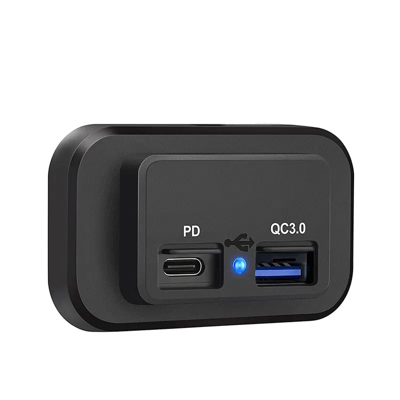 USB QC3.0 + USB-C zásuvka 12/24V, montáž na povrch (34662)