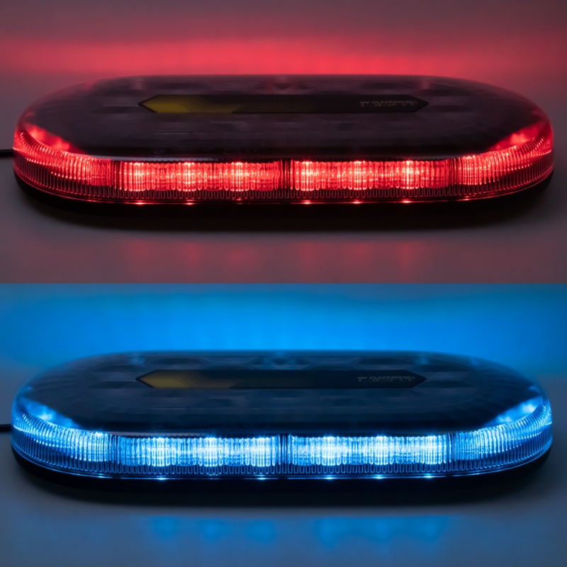 CARCLEVER Mini LED rampa, modro-červená, 48xLED, 12-24V, ECE R65, magnet (sre2-865dualBR)