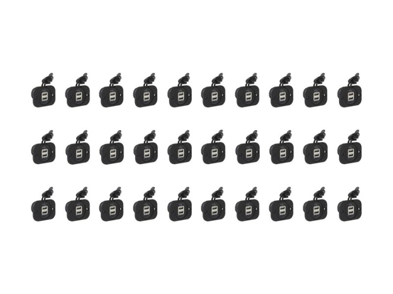 Balení 20ks 2x USB nabíječka (zásuvka) voděodolná do panelu (34523A-20)