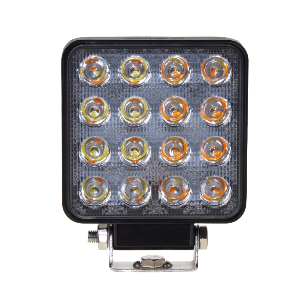 LED svtlo tvercov bl/oranov, 16x3W, 110x110mm, ECE R10 (wl-440wo)