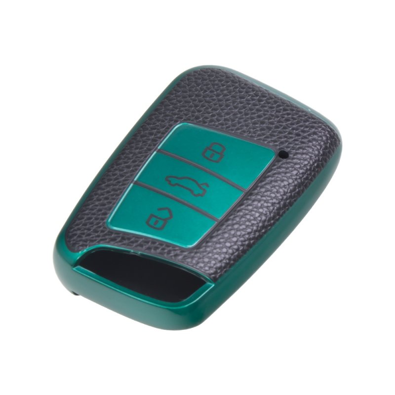 TPU obal pro klíč VW Passat B8, zelený-kůže (484VW123LG)