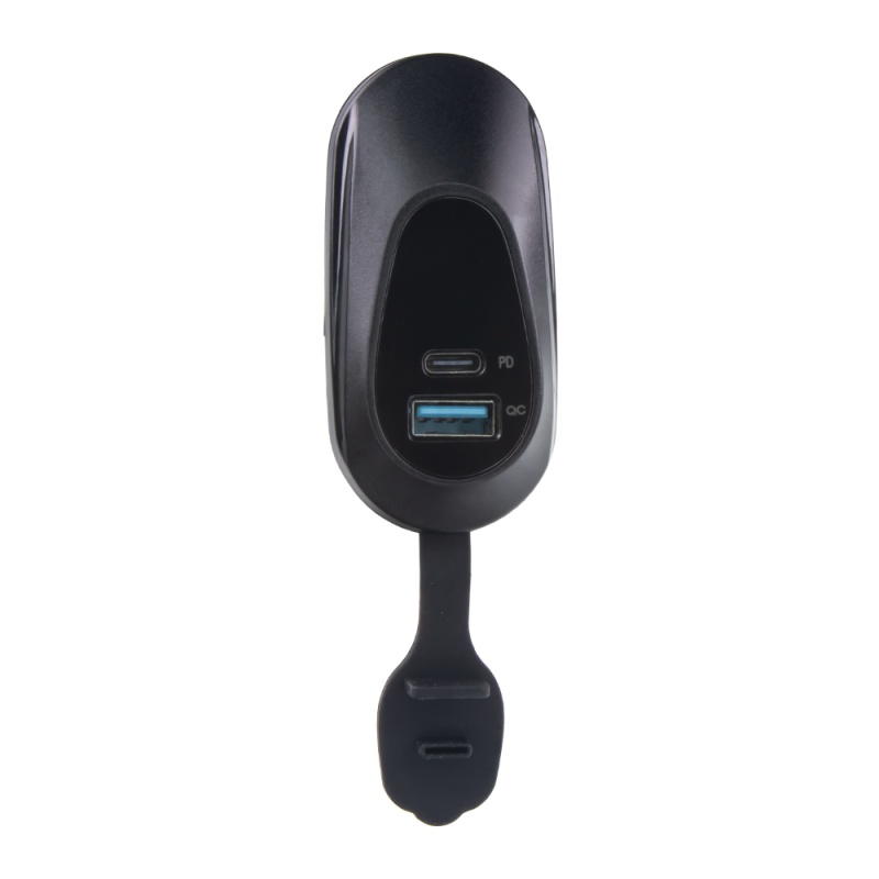 USB QC3.0 + USB-C zásuvka 12/24V, montáž na povrch (34710.1)