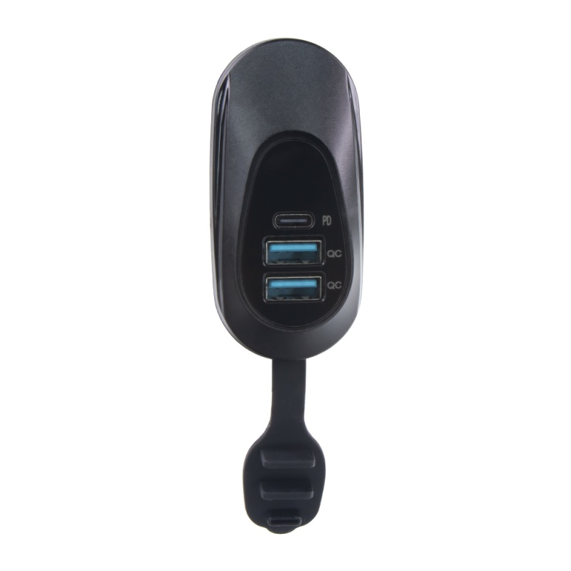 2x USB QC3.0 + USB-C zásuvka 12/24V, montáž na povrch (34710.2)