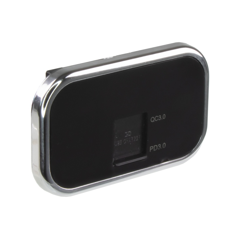 USB QC3.0 + USB-C zásuvka 12/24V, chromový rámeček (34678.2)