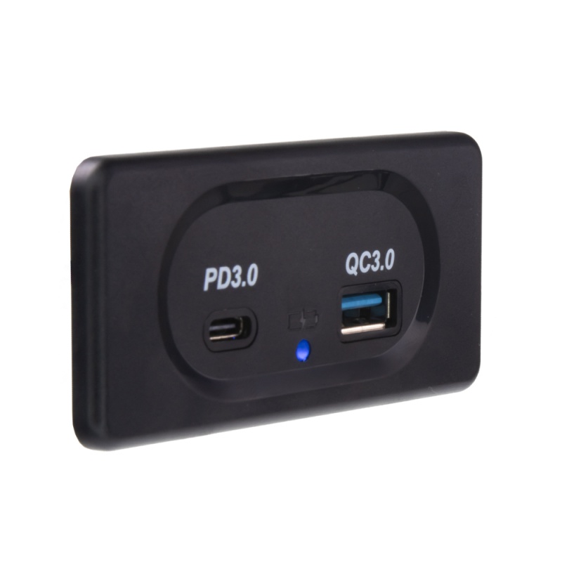 USB QC3.0 + USB-C zásuvka 12/24V, montáž na povrch (34679.2)