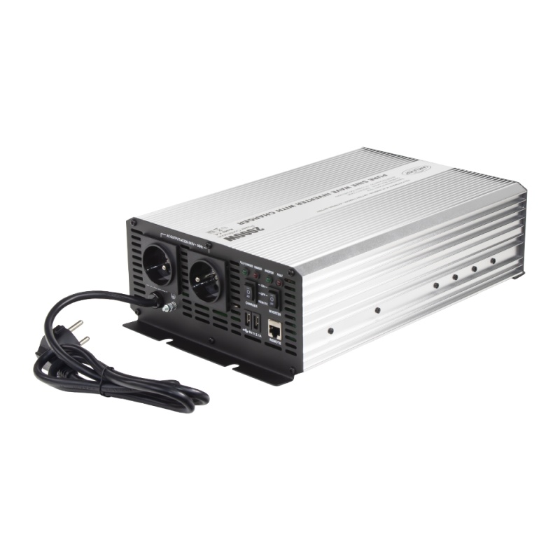 CARCLEVER Sinusový měnič napětí UPS 2000W 12/230V + nabíječka 12V/15A (35pswCH2012)