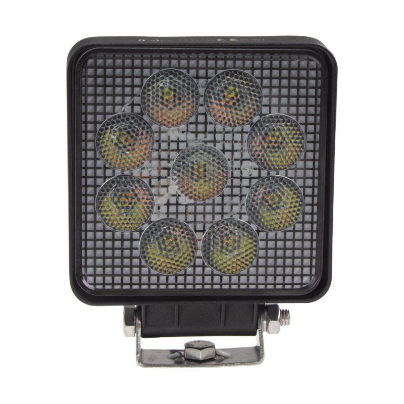 LED světlo hranaté, bílé/oranžové, 9x3W/9x1W, 117x117mm, ECE R10 (wl-730wo)