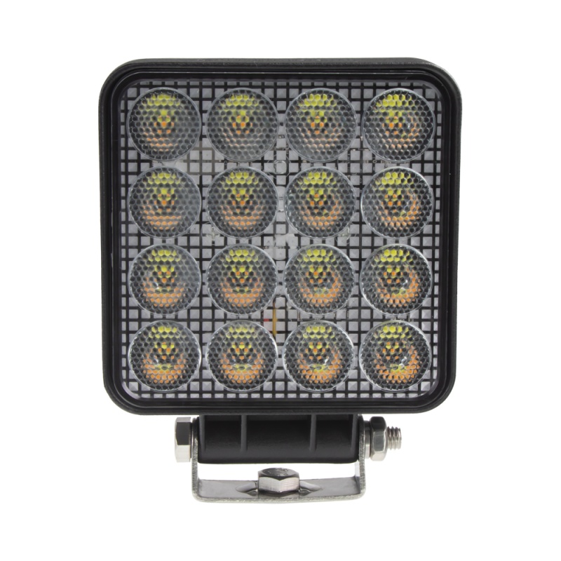 LED světlo hranaté, bílé/oranžové, 16x3W/16x1W, 117x117mm, ECE R10 (wl-732wo)