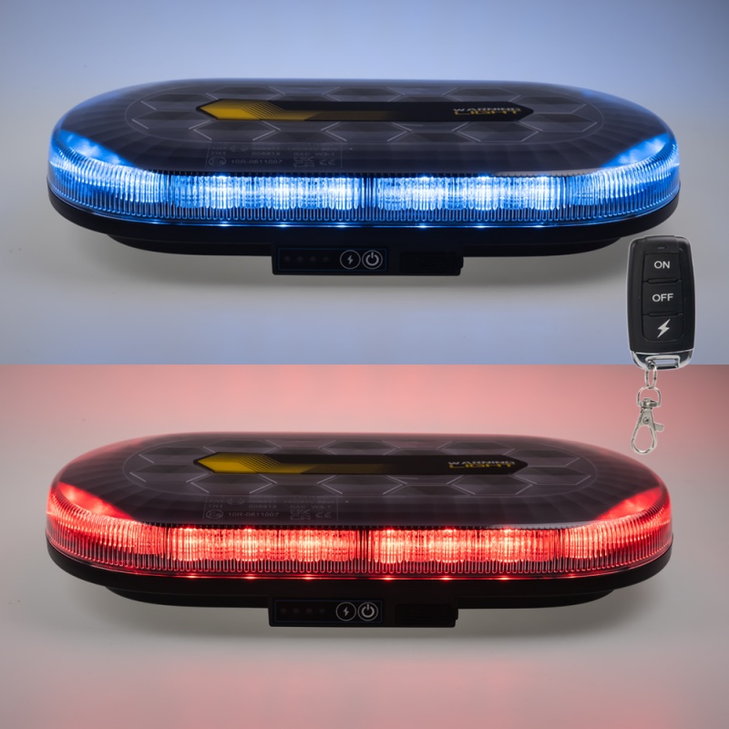 AKU LED rampa modrá/červená, 48xLED, magnet, 328mm, ECE R65 R10 (sre2-bat865brRE)