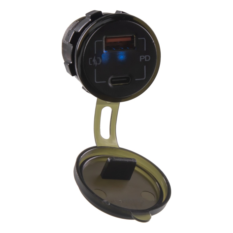 USB nabíječka QC3.0 + USB-C, 12/24V (34713)