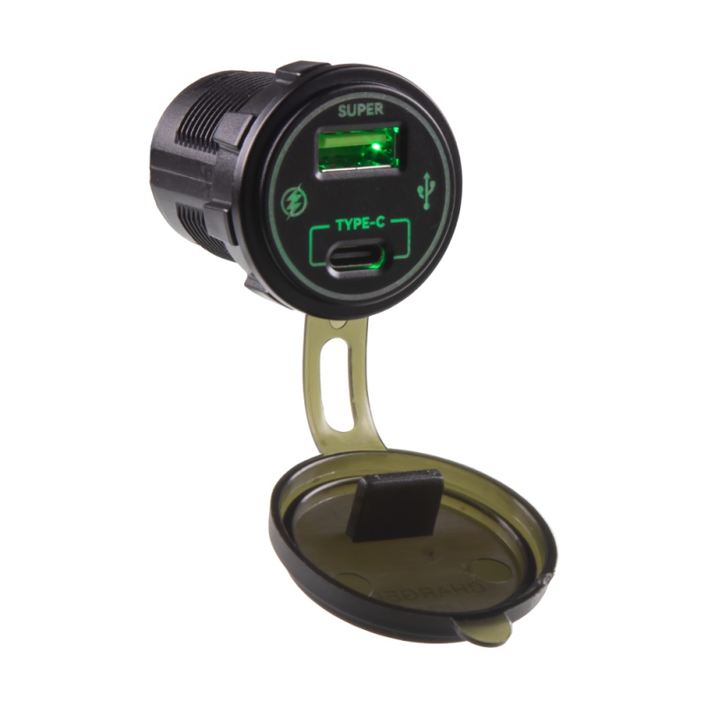 USB nabíječka QC3.0 + USB-C, 12/24V (34714)