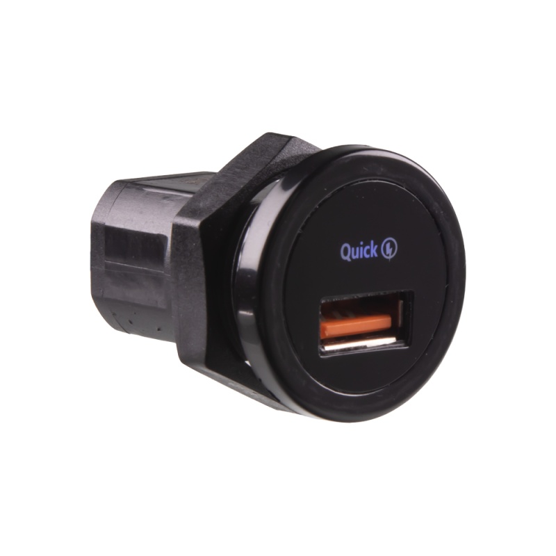 USB nabíječka QC3.0 do panelu, kulatá, 12/24V (34717)