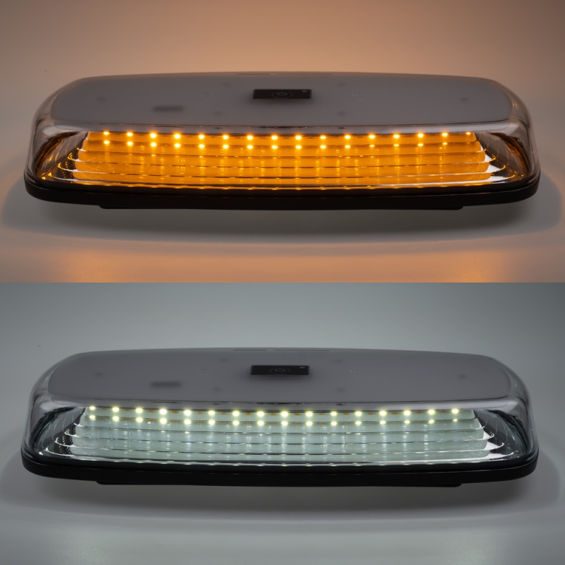 AKU LED rampa oranžová+bílá, 84LEDx0,5W, magnet, 12-24V, 304mm, ECE R65 R10 (sre2-bat12BAW)