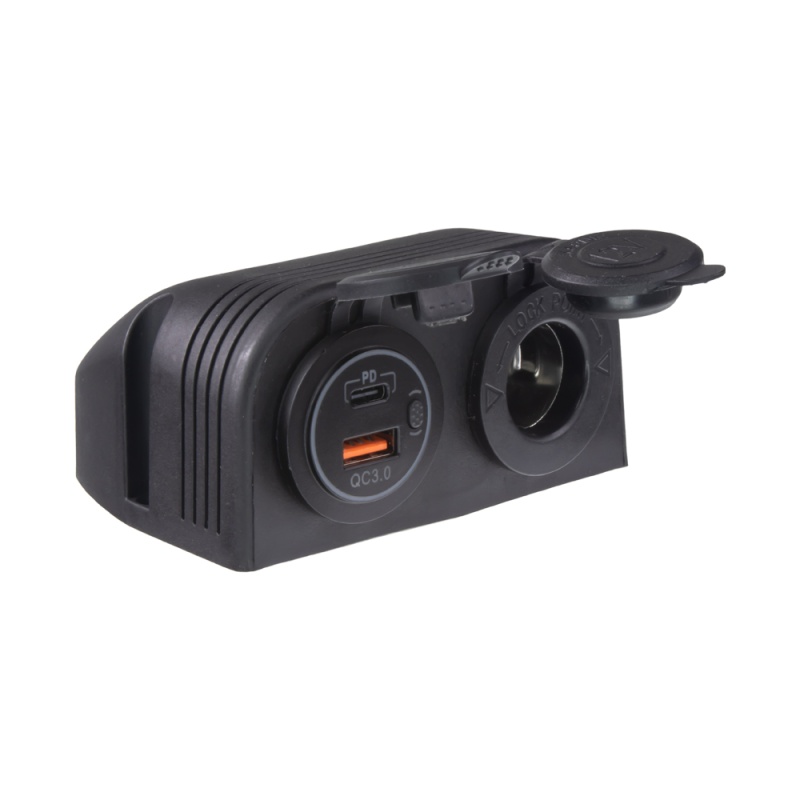 Dvojitá zásuvka s panelem 1x CL + 2x nabíječka USB voděodolná (34526.2)