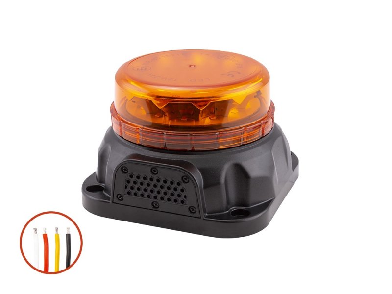 LED maják, oranžový, se zvukovou signalizací, pevná montáž, R65