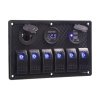 Panel s 6x spnai Rocker, voltmetr, CL + USB zsuvka, 12/24V (47159)